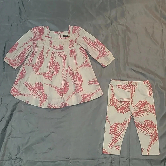 GAP Other - Baby Girls 6-12 months pink and white butterfly dress set BABYGAP LOT-B